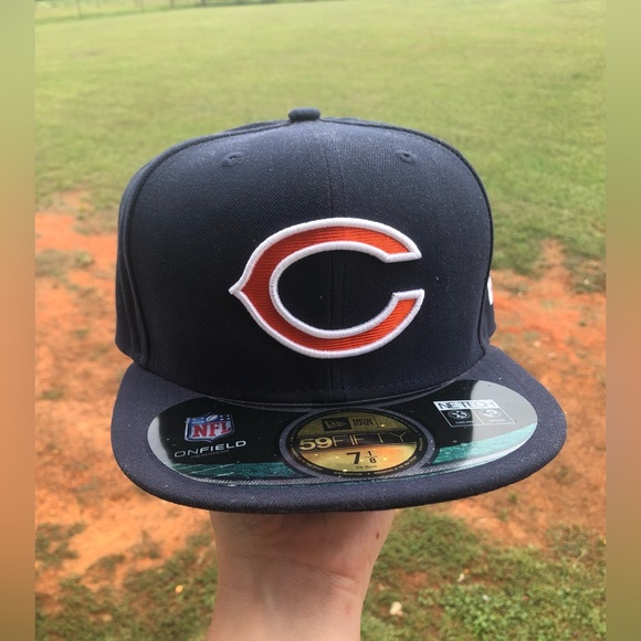 New Era 59FIFTY Chicago Bears NFL Fitted Hat Navy Size 7 1/8 “C" - Read- - Picture 1 of 6